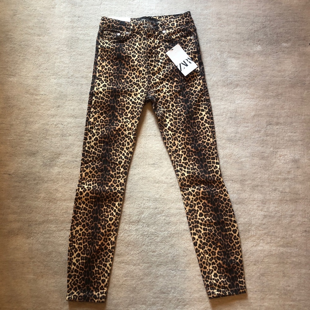 High waist skinny leopard jeans💖